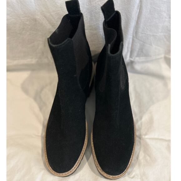 DOLCE VITA Haddie Suede Wedge/Heeled Pull-on Almond Toe Chelsea Boot Black 9.5 - Picture 4 of 10